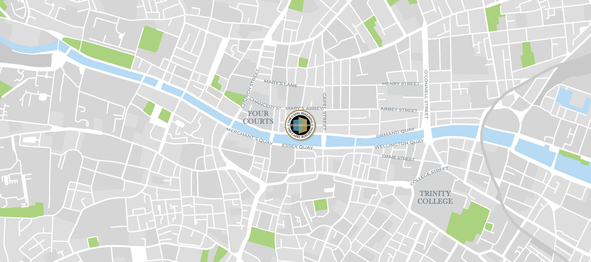 Brian McGrane Solicitors. Dublin Map showing The Capel Building, St Mary's Abbey, Dublin 7 